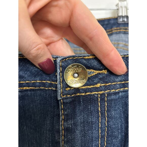 Apple Bottoms Jeans Womens 13/14 Dark Wash Blue Bootcut Distressed Low Rise Y2K - Picture 12 of 15